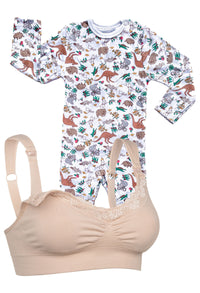 Cushion Padded Strap Nursing Bra & 100% Organic Cotton Babysuit | 2 Pack | SAVE $10