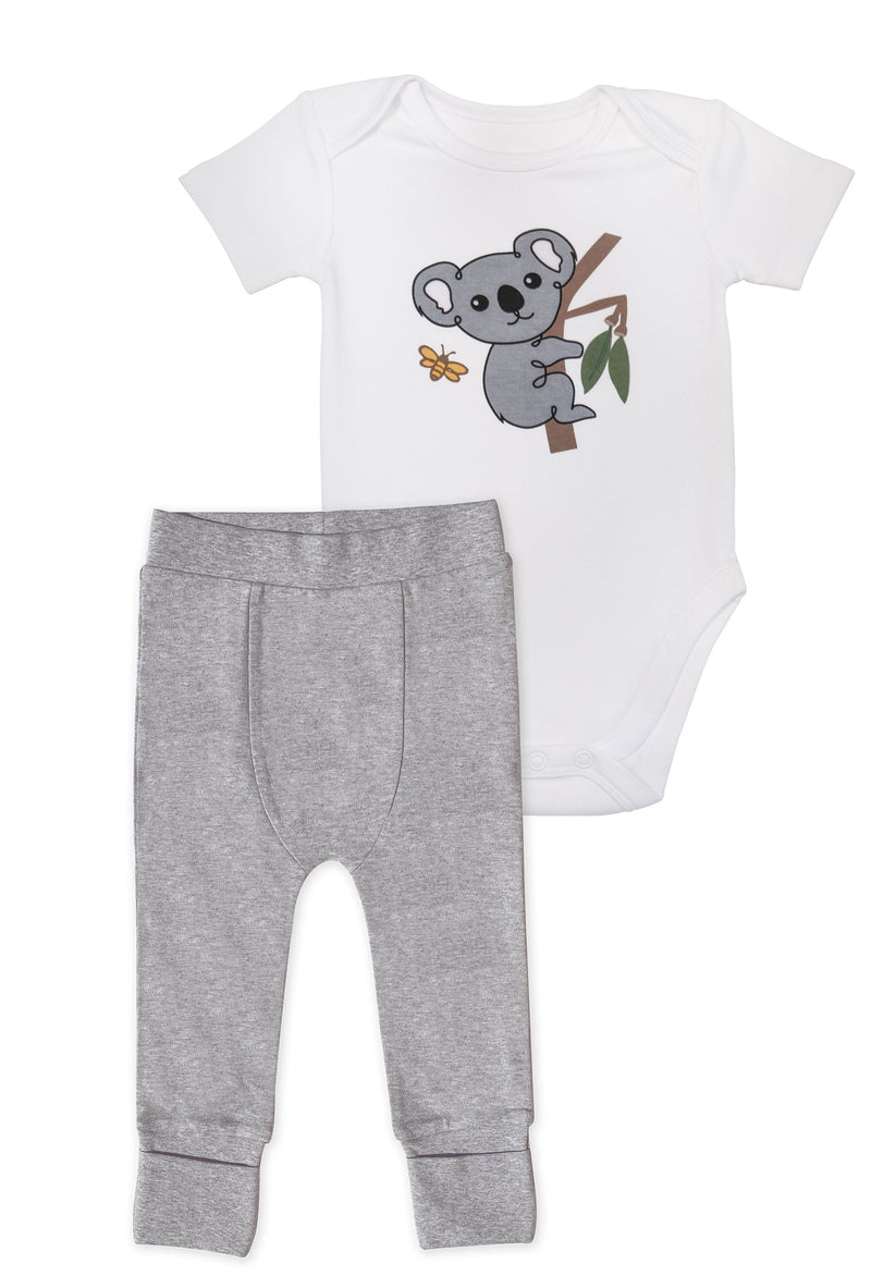 100% Organic Cotton Set - Short Sleeve Baby Bodysuit and Baby Pants | SAVE $10