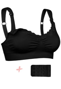 Cushion Padded Strap Wire Free Maternity and Nursing Bra + Bra Extender Set