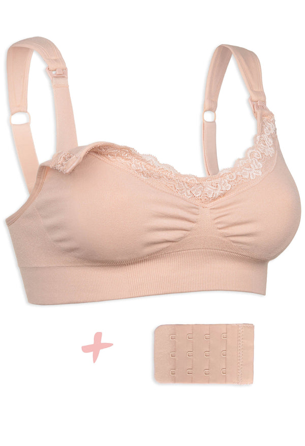 Cushion Padded Strap Wire Free Maternity and Nursing Bra + Bra Extender Set