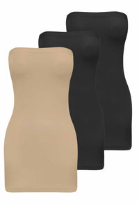 Strapless Mini Slip Dress/Skirt - 3 Pack