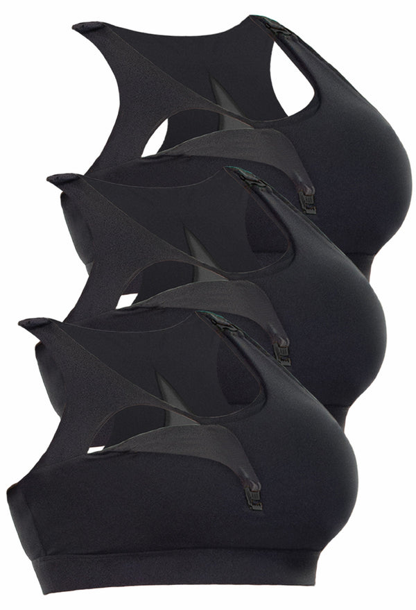 Maternity & Nursing Mesh Racer Back Sports Bra - 3 Pack