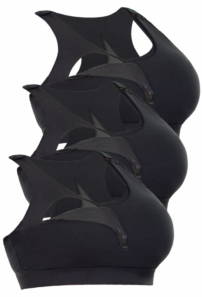 Maternity & Nursing Mesh Racer Back Sports Bra - 3 Pack