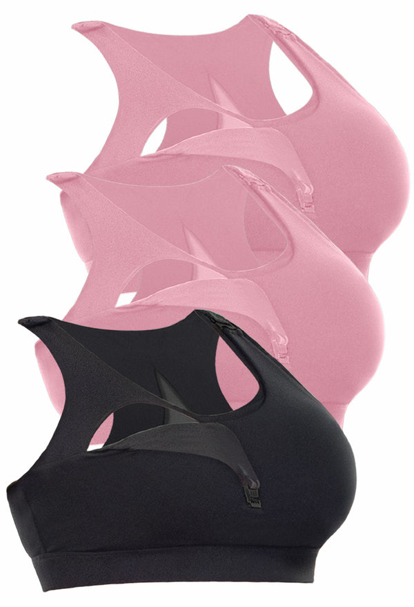 Maternity & Nursing Mesh Racer Back Sports Bra - 3 Pack