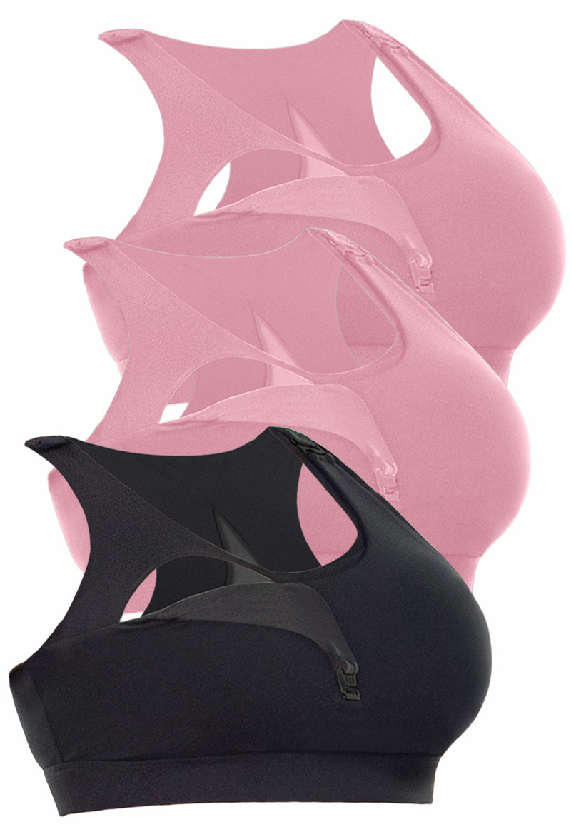 Maternity & Nursing Mesh Racer Back Sports Bra - 3 Pack