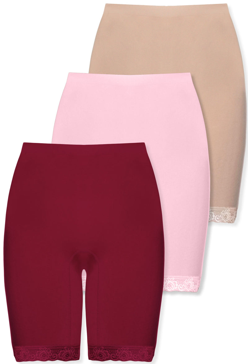Curvy Anti Chafing High Rise Long Cotton Rich Shorts - 3 Pack
