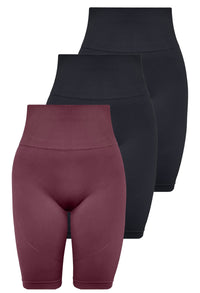 Seamless High Waist Long Biker Shorts - 3 Pack