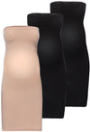 Maternity Strapless Knee Length Slip Dress - 3 Pack