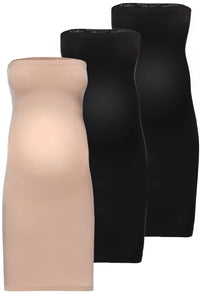 Maternity Strapless Knee Length Slip Dress - 3 Pack