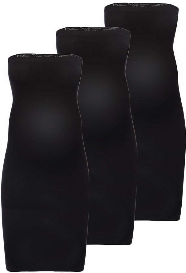 Maternity Strapless Knee Length Slip Dress - 3 Pack