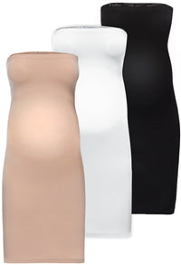 Maternity Strapless Knee Length Slip Dress - 3 Pack