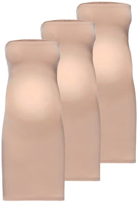 Maternity Strapless Knee Length Slip Dress - 3 Pack