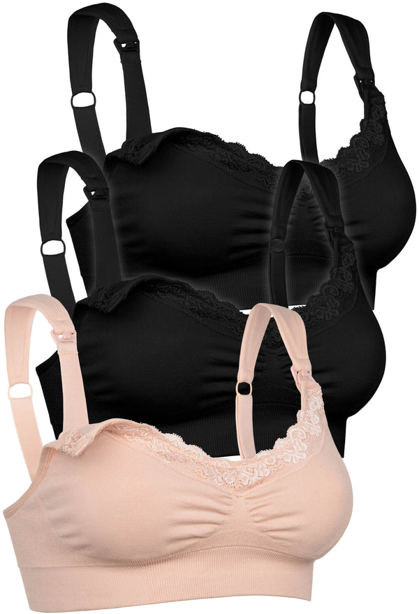 Cushion ﻿Padded Strap Wire Free Maternity & Nursing Bra﻿ - 3 Pack
