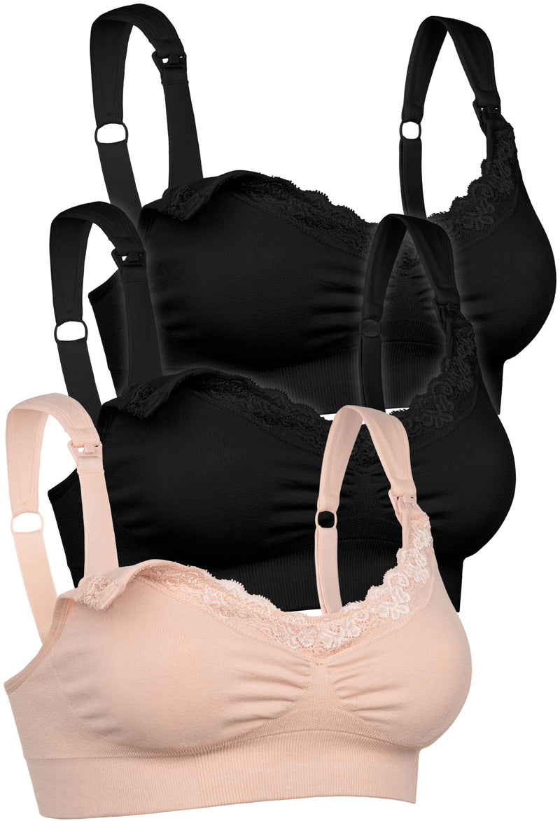 Cushion ﻿Padded Strap Wire Free Maternity & Nursing Bra﻿ - 3 Pack