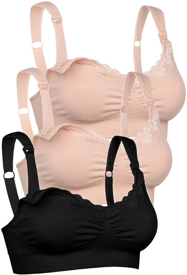 Cushion ﻿Padded Strap Wire Free Maternity & Nursing Bra﻿ - 3 Pack
