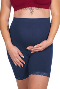 Pacific Blue Maternity Anti Chafing High Rise Long Cotton Rich Shorts