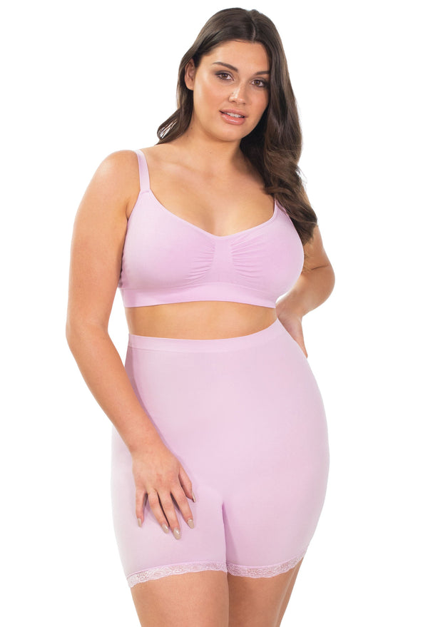 Anti Chafing High Rise Petite Cotton Rich Shorts | Lilac Snow