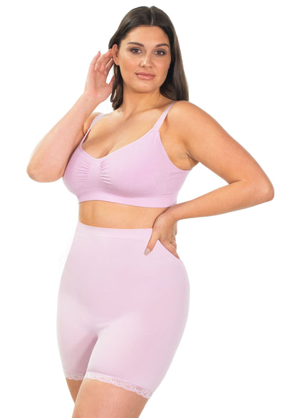 Anti Chafing High Rise Petite Cotton Rich Shorts | Lilac Snow