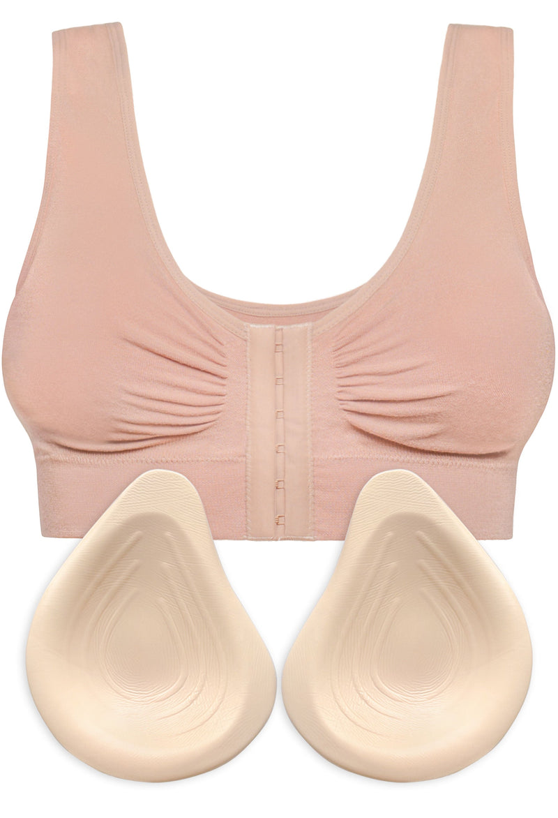 Bamboo Padded Front Closure Wire Free Bra & Prosthesis Set