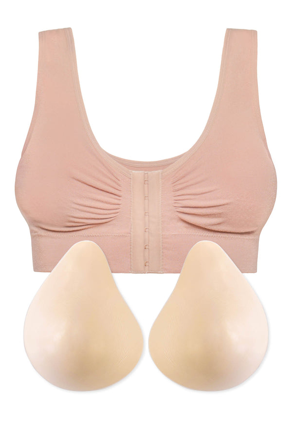 Bamboo Padded Front Closure Wire Free Bra & Prosthesis Set