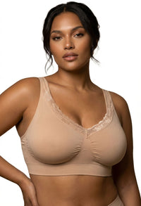 Wirefree Lace Minimiser Bra for Big Boobs