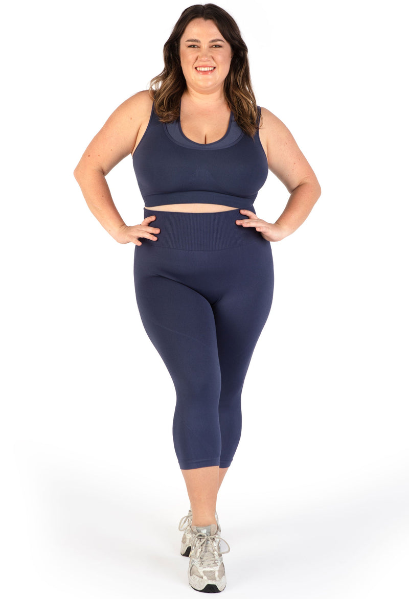 Plus Size Seamless High Waist 3/4 Capri Leggings