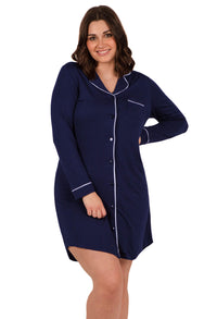 Navy Buttery Soft Bamboo Pyjama Dress