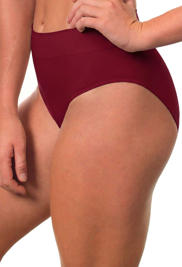 Side view of high cut cotton brief showing the high leg line and side-seam-free design