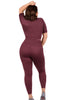 Square Neck Short Sleeve Crop Top and Seamless High Waist Full Length Leggings