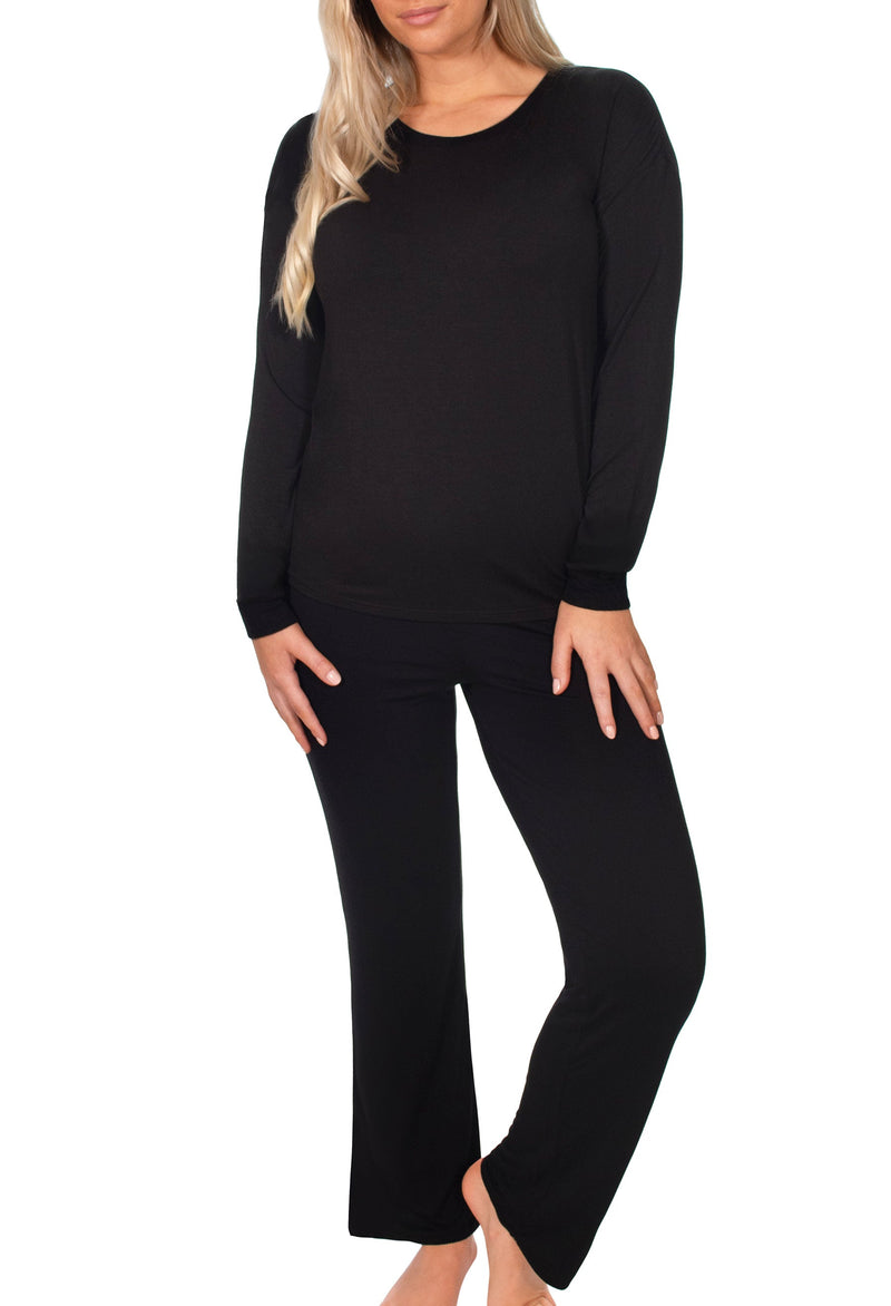 Bamboo Long Sleeve Top and Flare Pants Pyjama Set