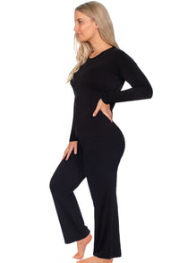 Bamboo Long Sleeve Top and Flare Pants Pyjama Set