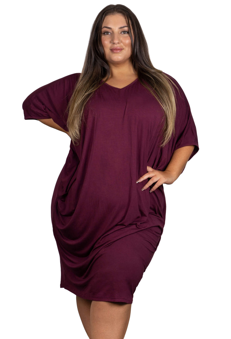 Bamboo V Neck Draped Dress