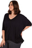 Bamboo V Neck Draped Short Sleeve Top