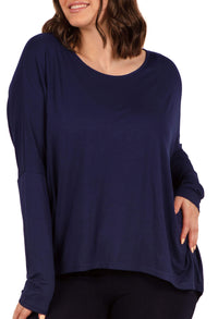 Bamboo Boat Neck Long Sleeve Top