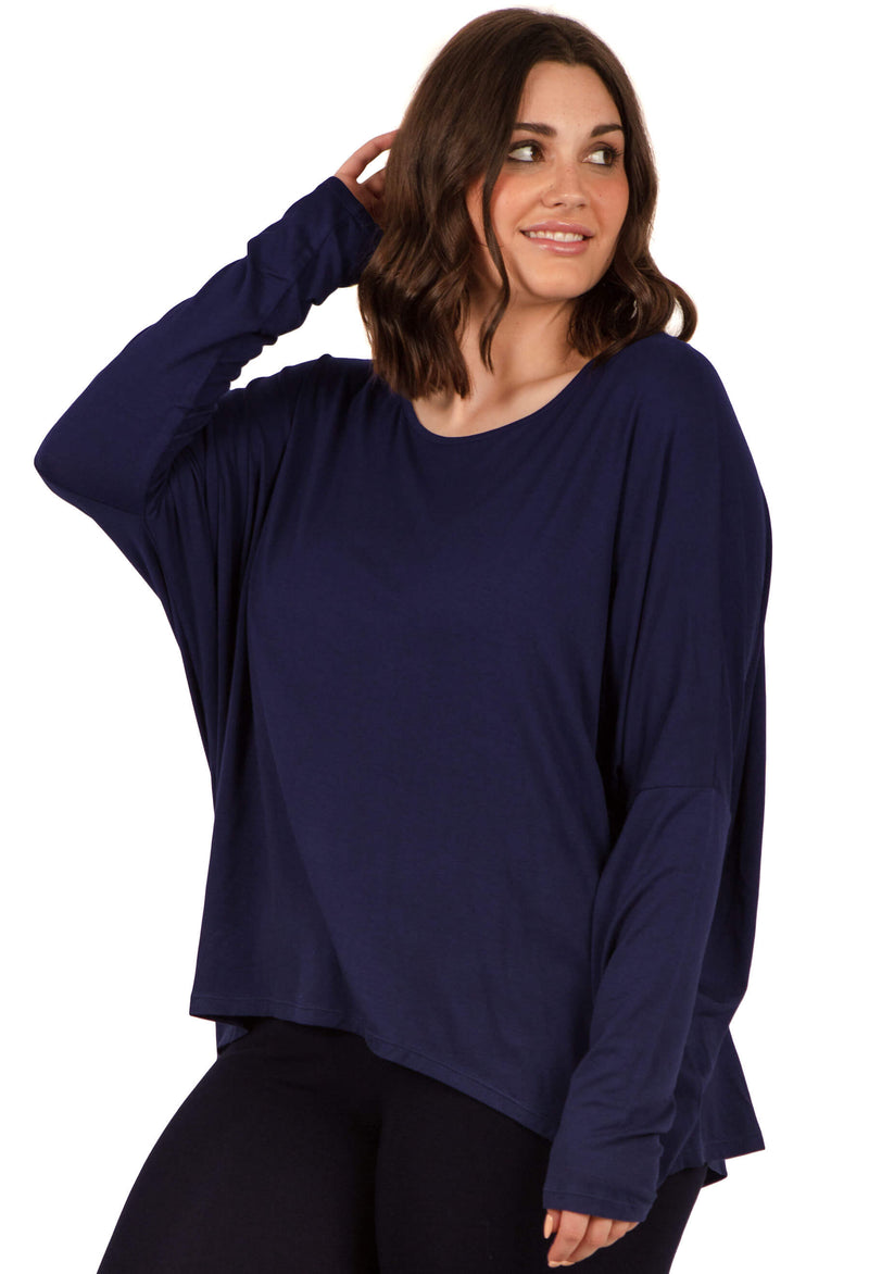 Bamboo Boat Neck Long Sleeve Top