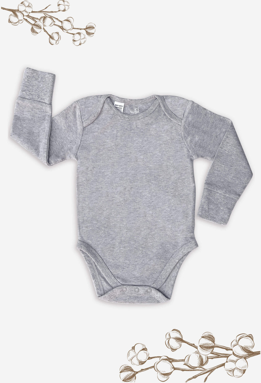 Grey Long Sleeve Bodysuit | 100% Organic Cotton | B Free Babywear – B ...