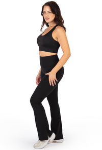 Long Line Mesh Racer Back Sports Bra & Flare Leggings Set
