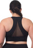 women's plus size gymwear light to medium support bra with a trendy yet timeless mesh back for improved breathability moisture wicking and striking look