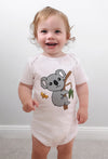 100% Organic Cotton Short Sleeve Baby Bodysuit - White Koala