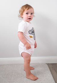 100% Organic Cotton Babywear Set - Short Sleeve Snap Bodysuit and Pants with Turnover Booties