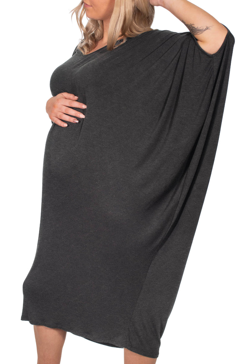 Maternity Bamboo V Neck Draped Dress