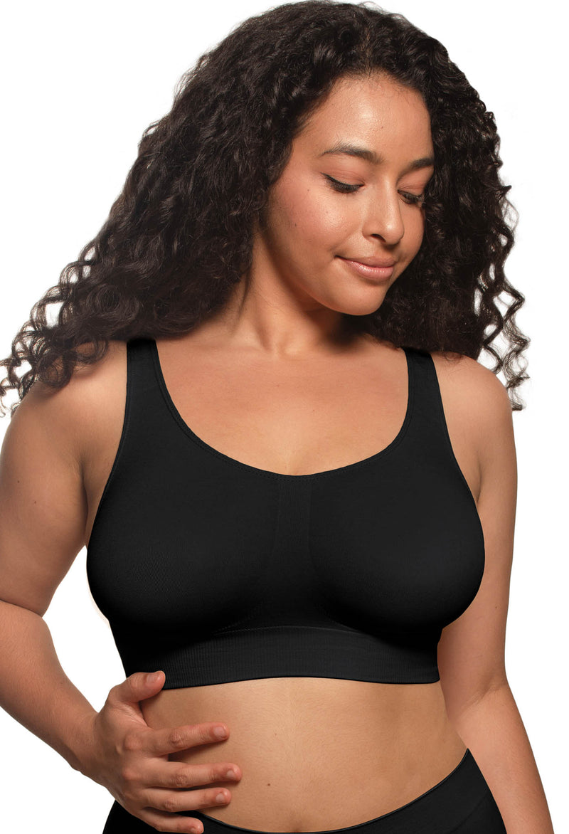 Double Lined Wire Free High Back Crop Bra - 3 Pack