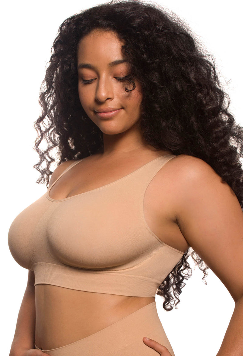 Double Lined Wire Free High Back Crop Bra - 3 Pack