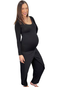 Pregnancy Bamboo Long Sleeve Top & Cross Fold Pants Set