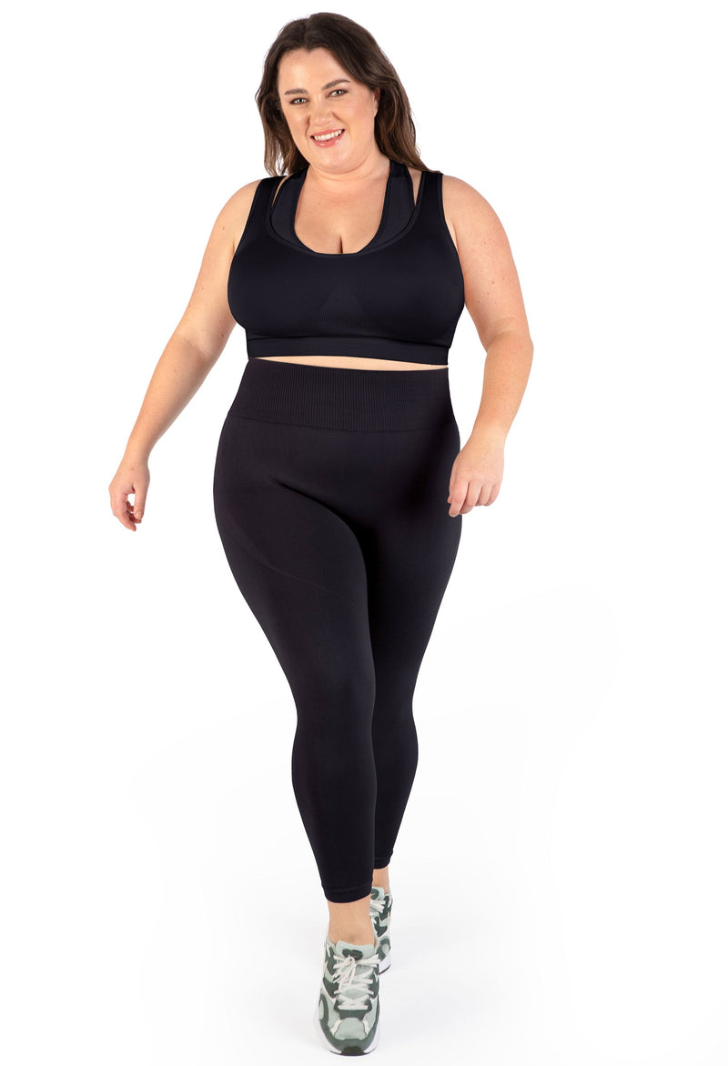 Plus Size Triple-layer Support Racer & High Waist Full Length Leggings