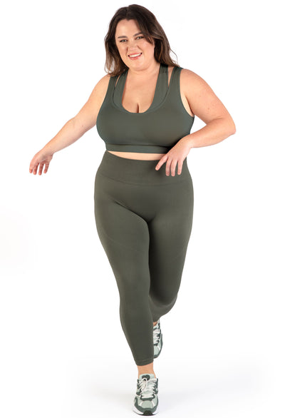 Plus Size Triple-layer Support Racer & High Waist Full Length Leggings