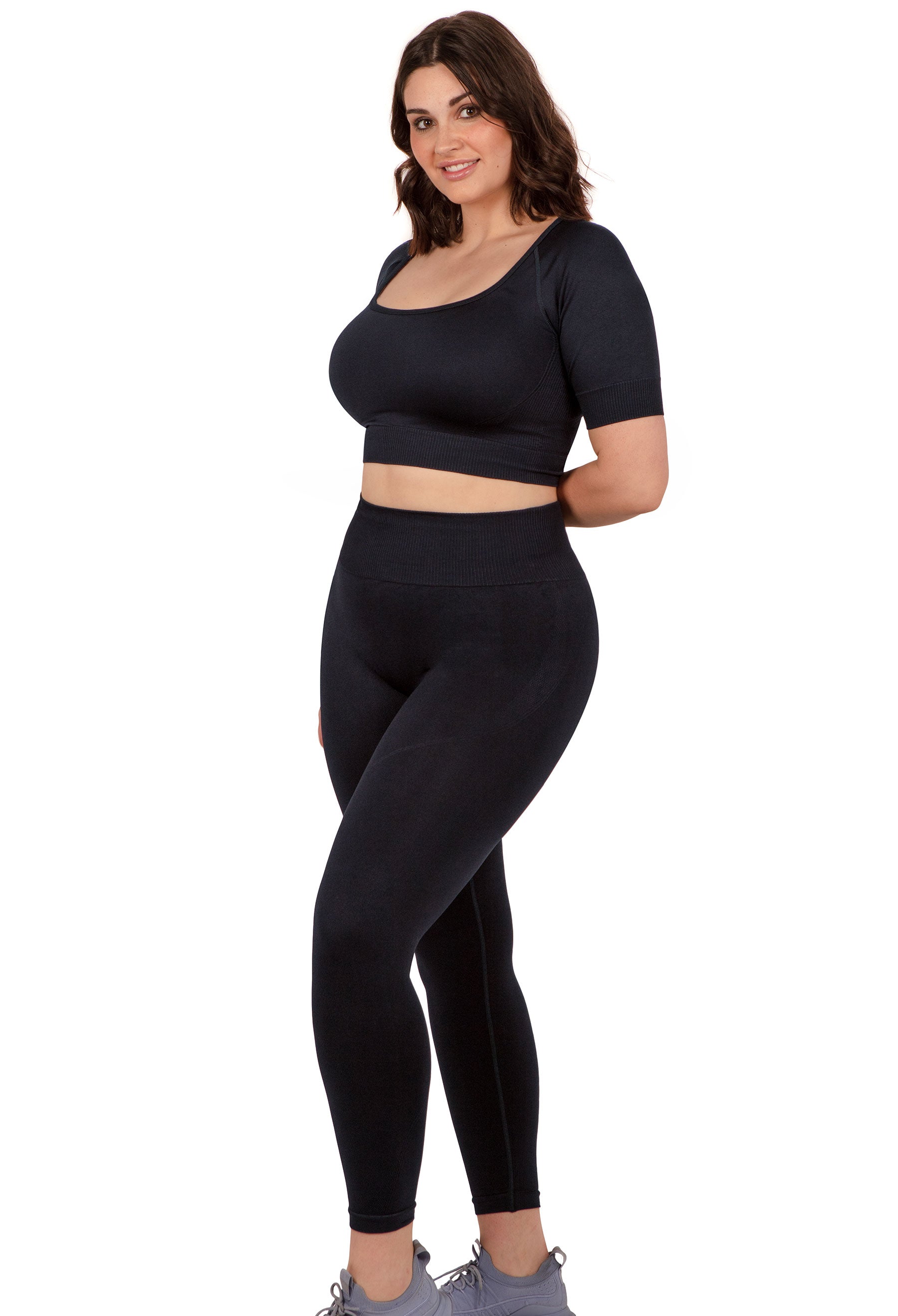 Womens Set Size Large Black Crop Top and Leggings