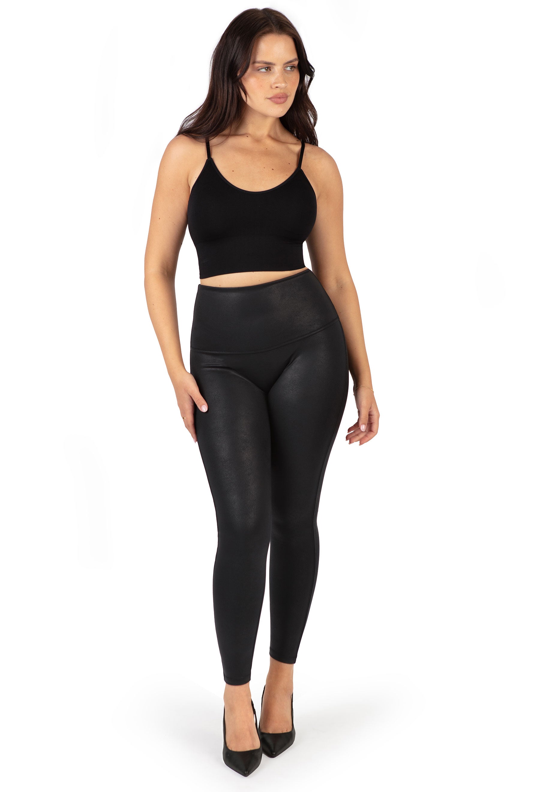 Plus Size High Rise Faux Leather Leggings | B Free Australia