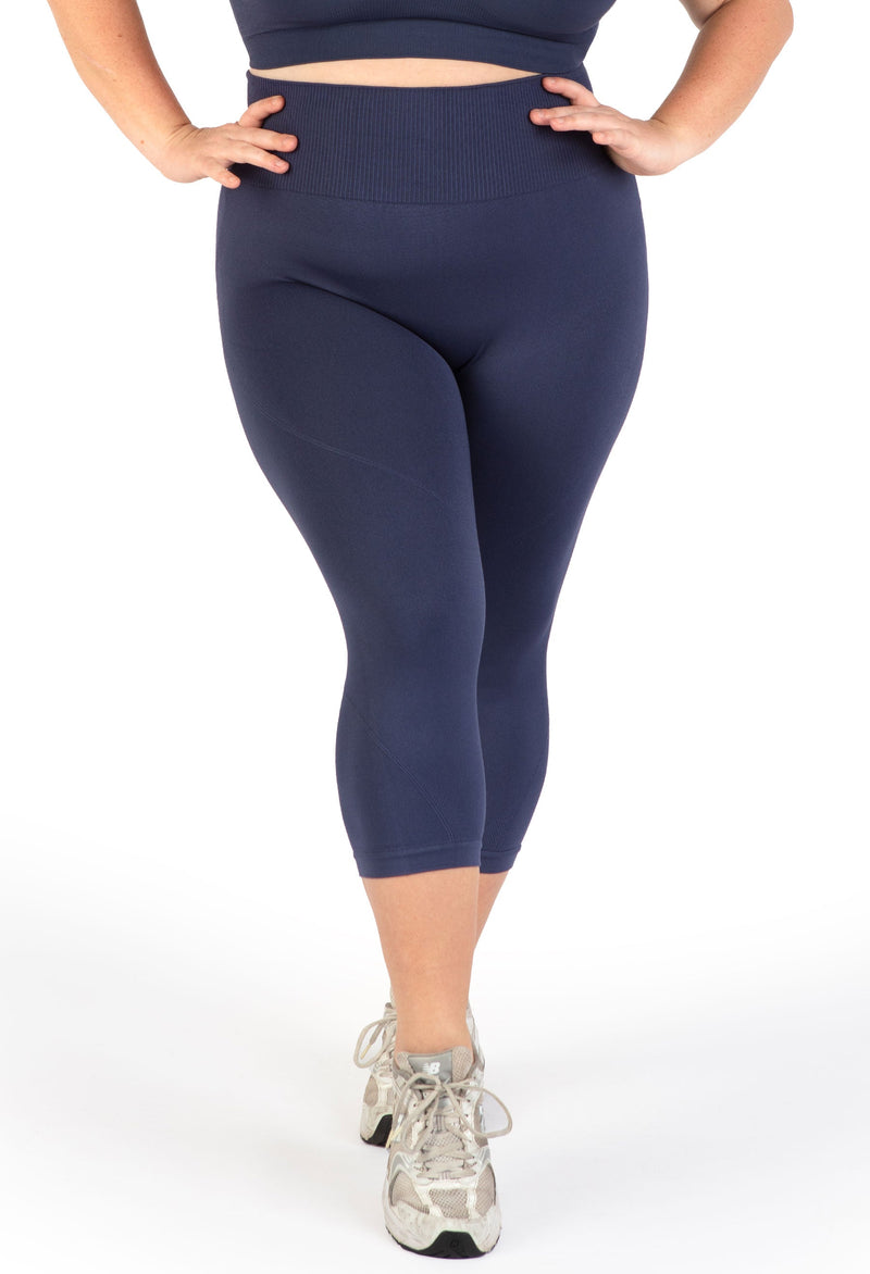 Plus Size Seamless High Waist 3/4 Capri Leggings