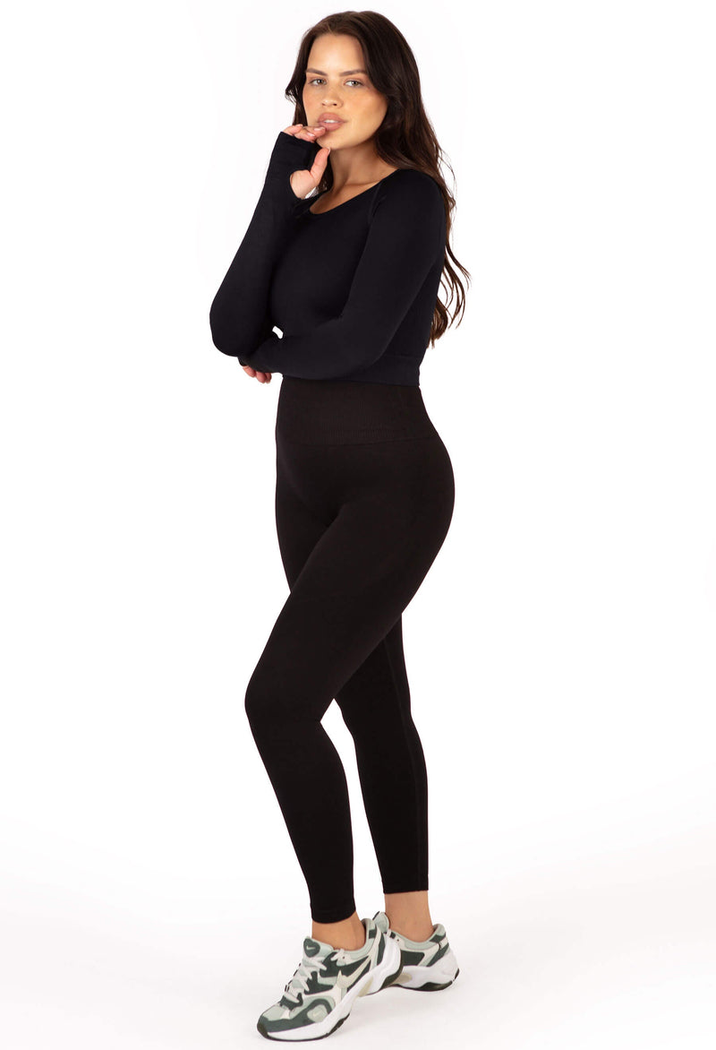 Long Sleeve Crop Top And High Waist Full Length Leggings B Free Australia long-sleeve-crop-top-and-high-waist-full-length-leggings-b-free-australia